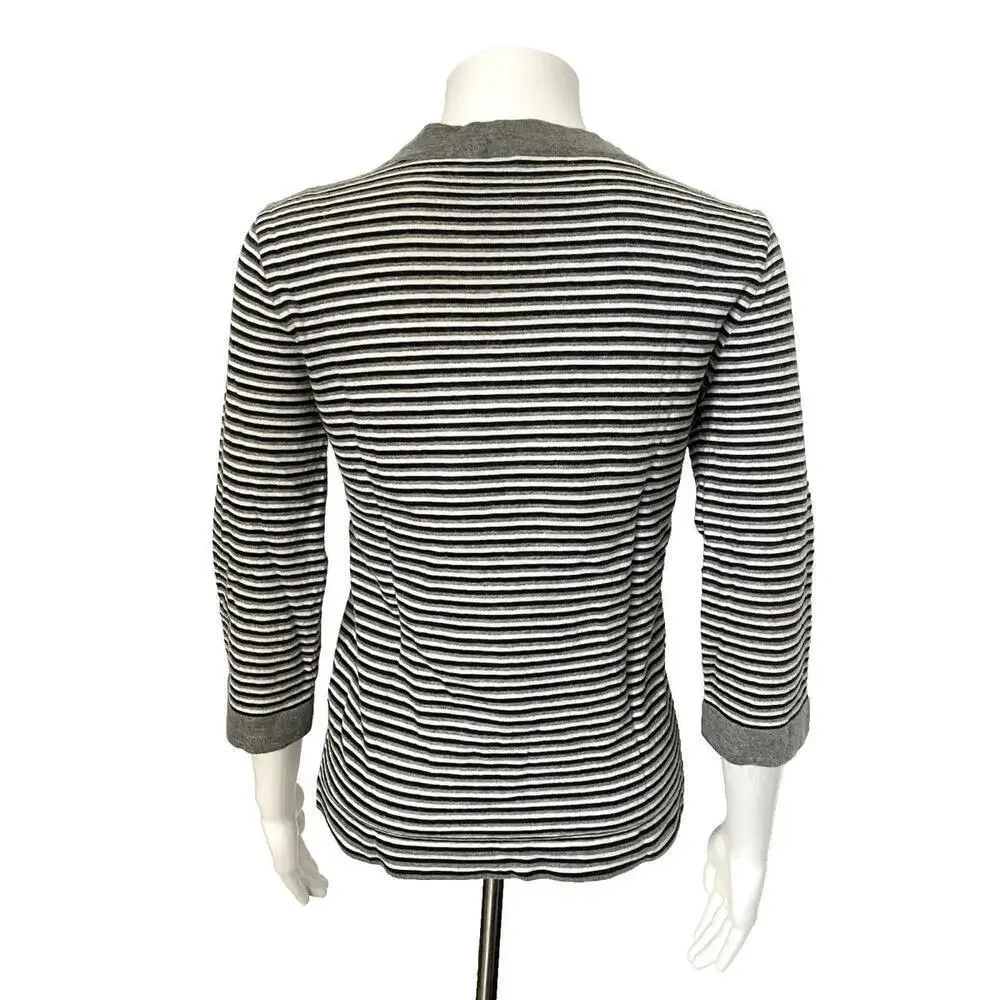 Vintage 2007 CHANEL 07P Stripe Knit Top Sweater FR-38 3/4 Sleeve
